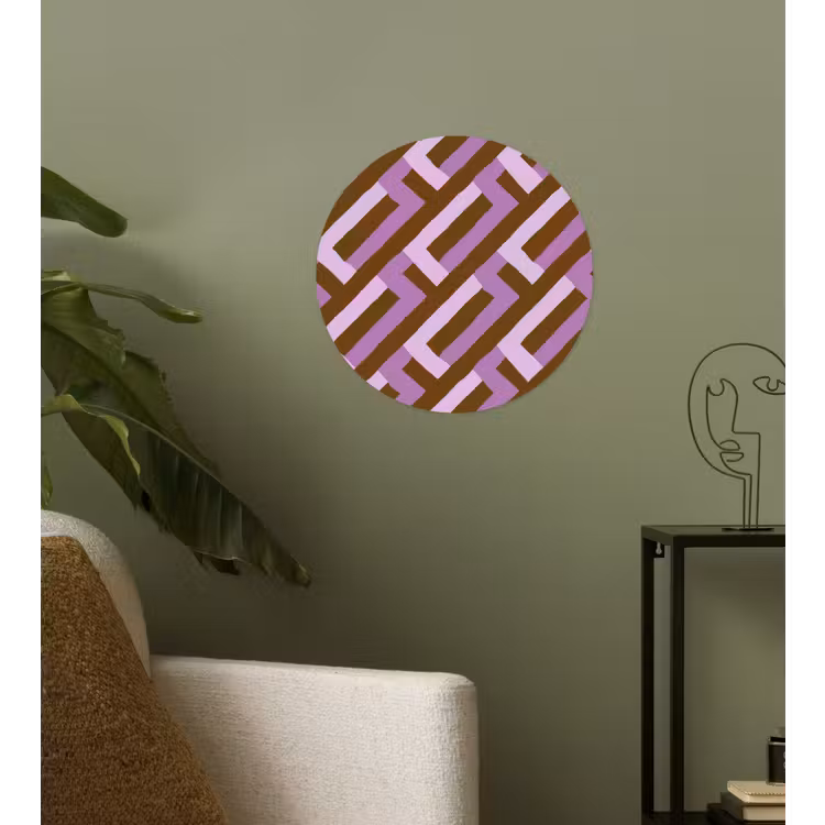 Behangcirkel - Bruin - Roze - Geometrisch - Meander - Patroon — 3