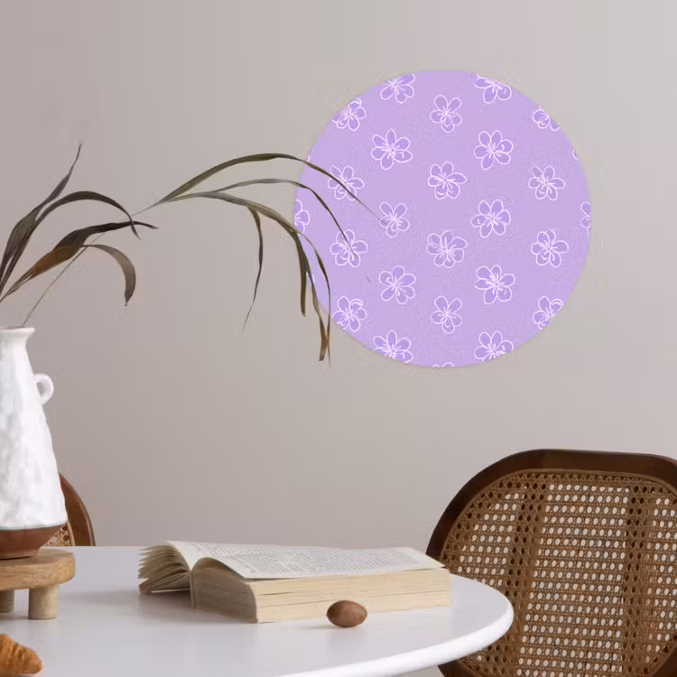 Behangcirkel - Lila - Botanisch - Bloemen - Handgetekend - Patroon — 4