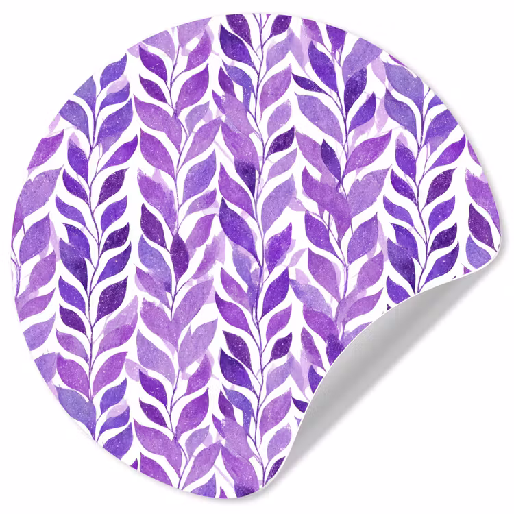 Behangcirkel - Paars - Botanisch - Bladeren - Aquarel - Takken - Patroon — 1