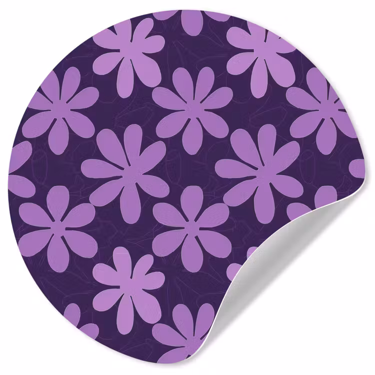 Behangcirkel - Paars - Botanisch - Bloemen - Retro - Patroon — 1