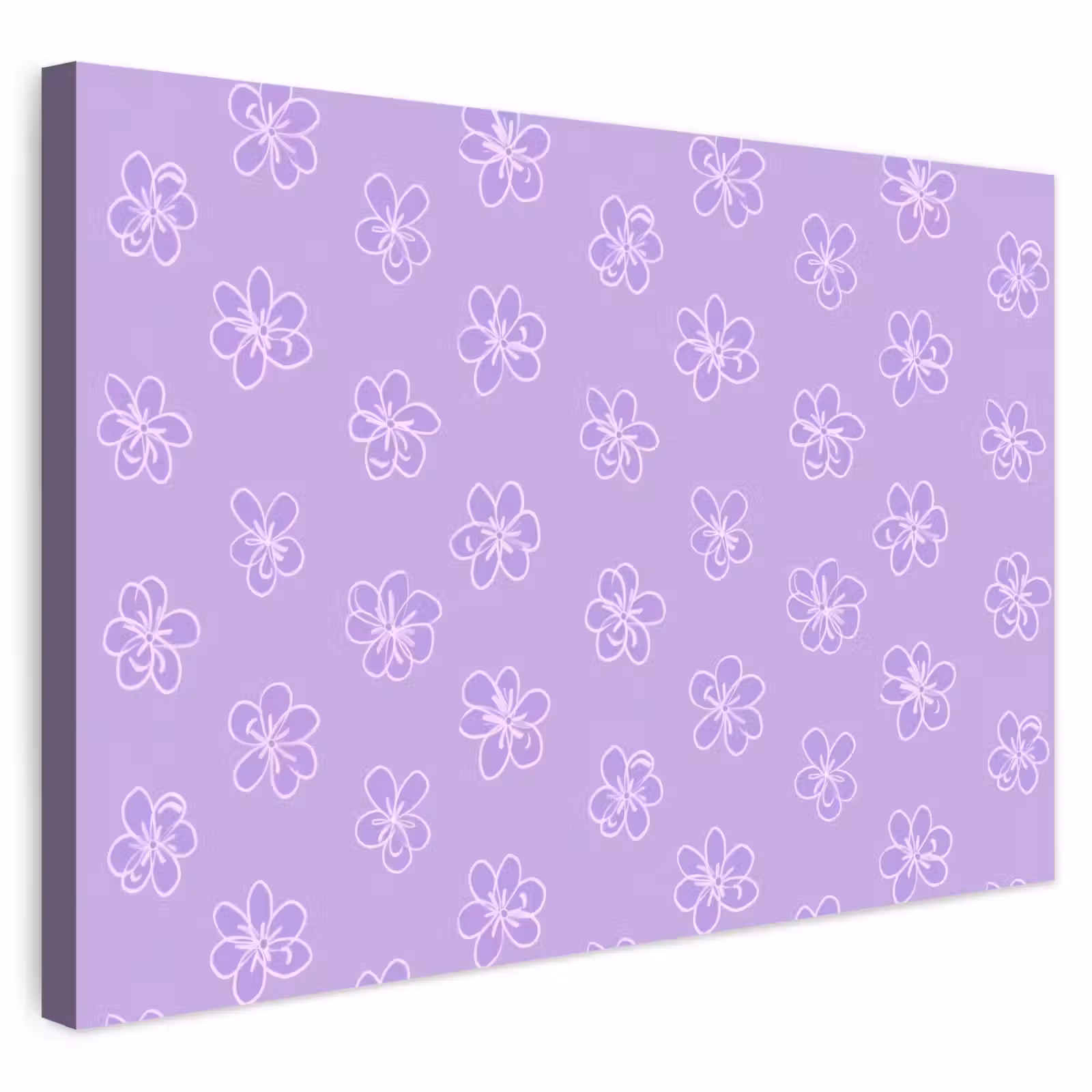 Buiten canvas - Lila - Botanisch - Bloemen - Handgetekend - Patroon — 1