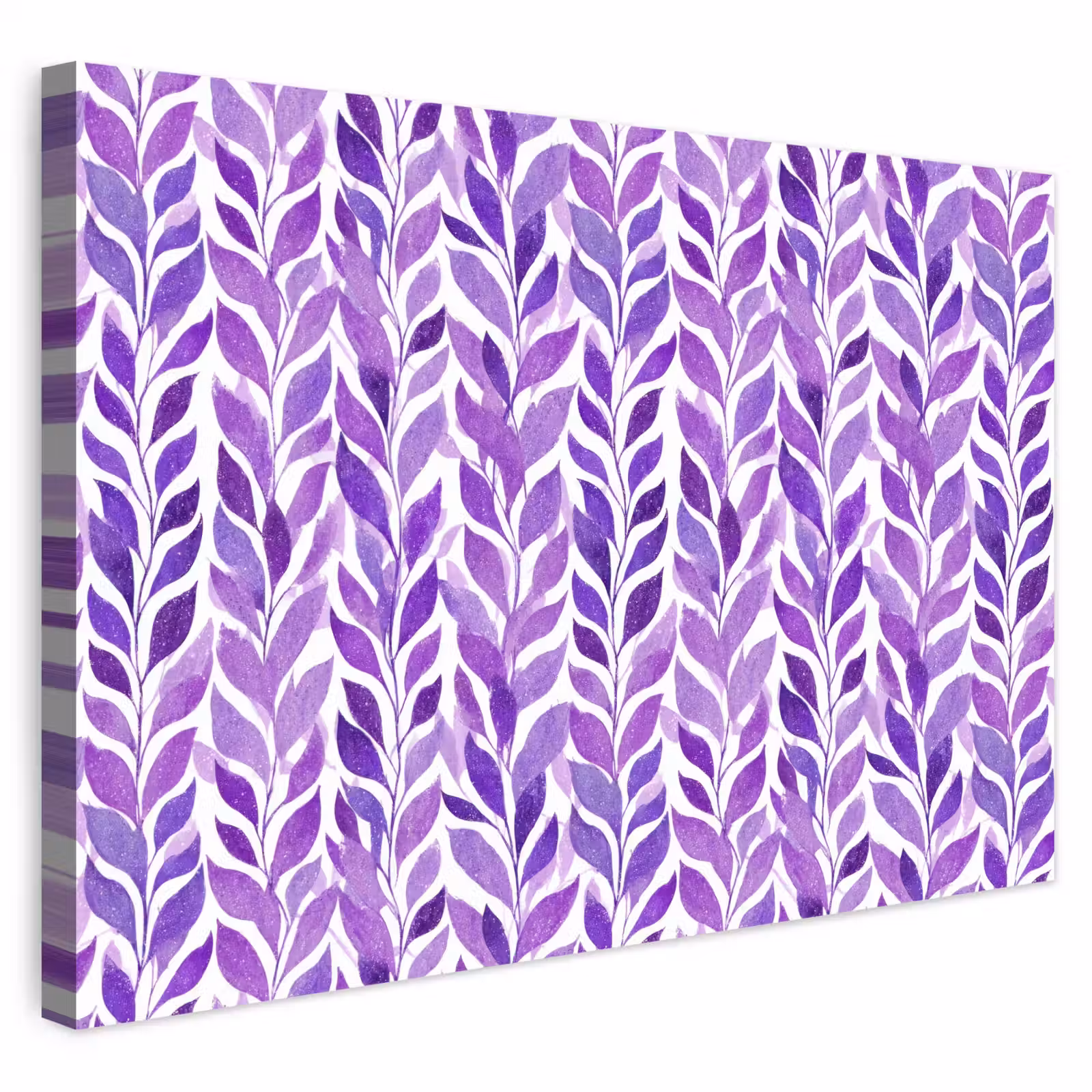 Buiten canvas - Paars - Botanisch - Bladeren - Aquarel - Takken - Patroon — 1
