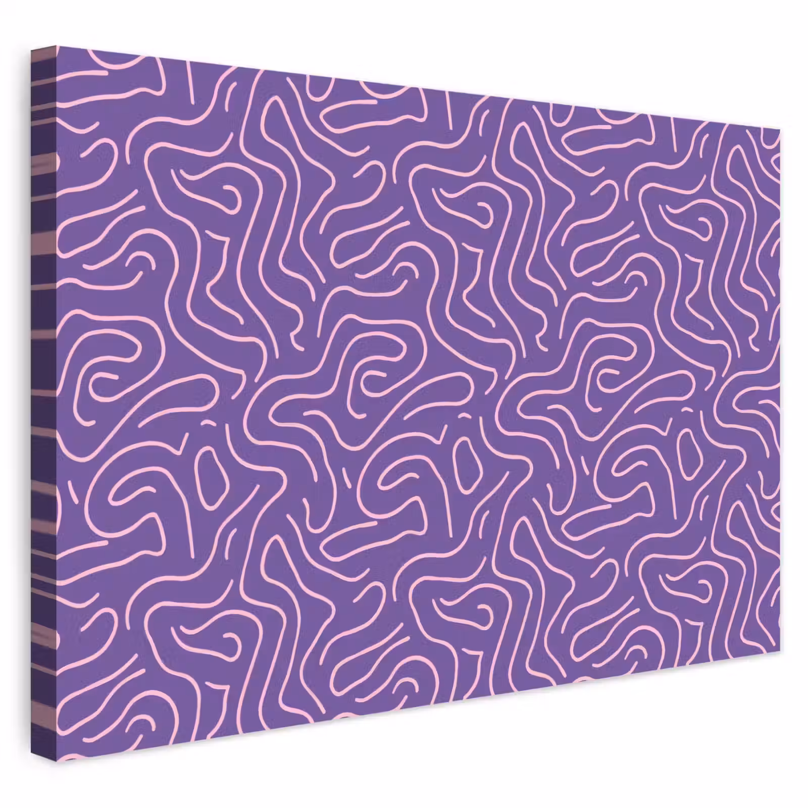Buiten canvas - Paars - Roze - Abstract - Lijnen - Doolhof - Patroon — 1
