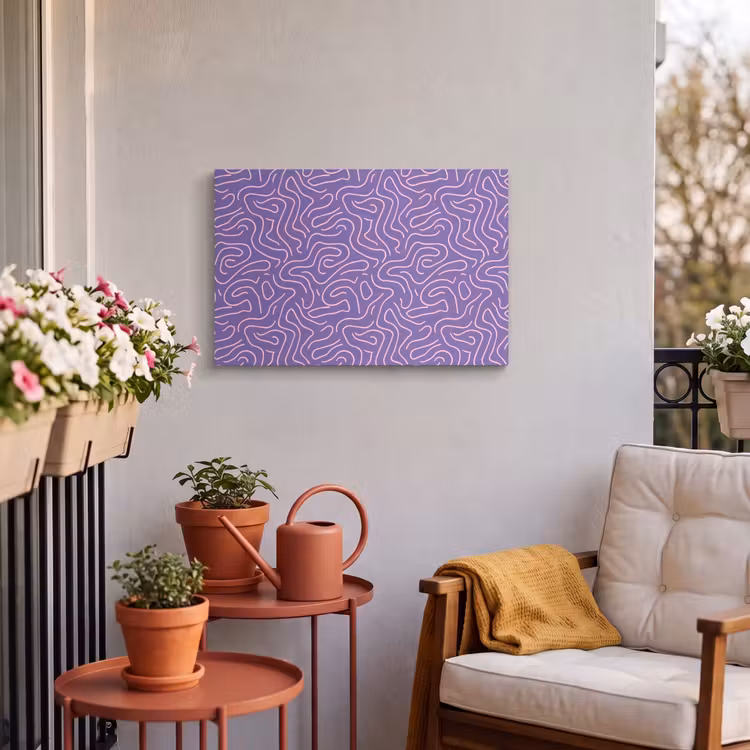 Buiten canvas - Paars - Roze - Abstract - Lijnen - Doolhof - Patroon — 3