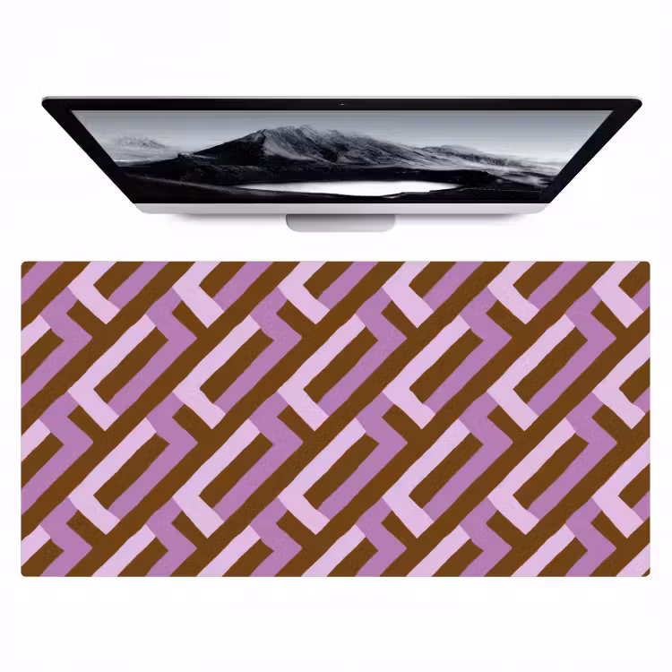 Bureau onderlegger - Bruin - Roze - Geometrisch - Meander - Patroon — 1