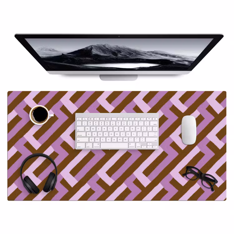 Bureau onderlegger - Bruin - Roze - Geometrisch - Meander - Patroon — 4