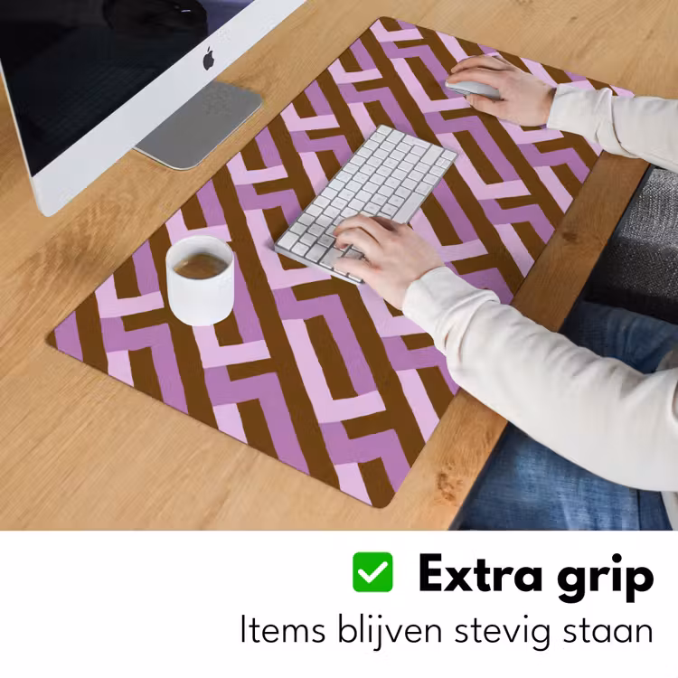 Bureau onderlegger - Bruin - Roze - Geometrisch - Meander - Patroon — 6