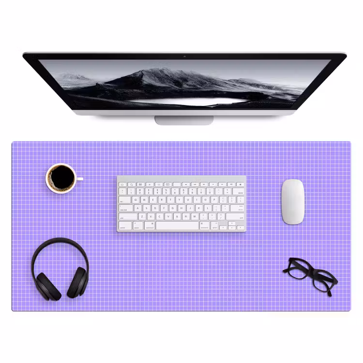 Bureau onderlegger - Paars - Geometrisch - Raster - Minimalistisch - Patroon — 4
