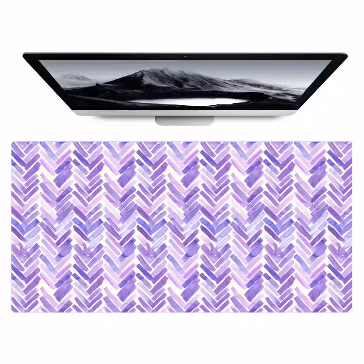 Bureau onderlegger - Paars - Visgraat - Aquarel - Penseelstreken - Patroon — 1