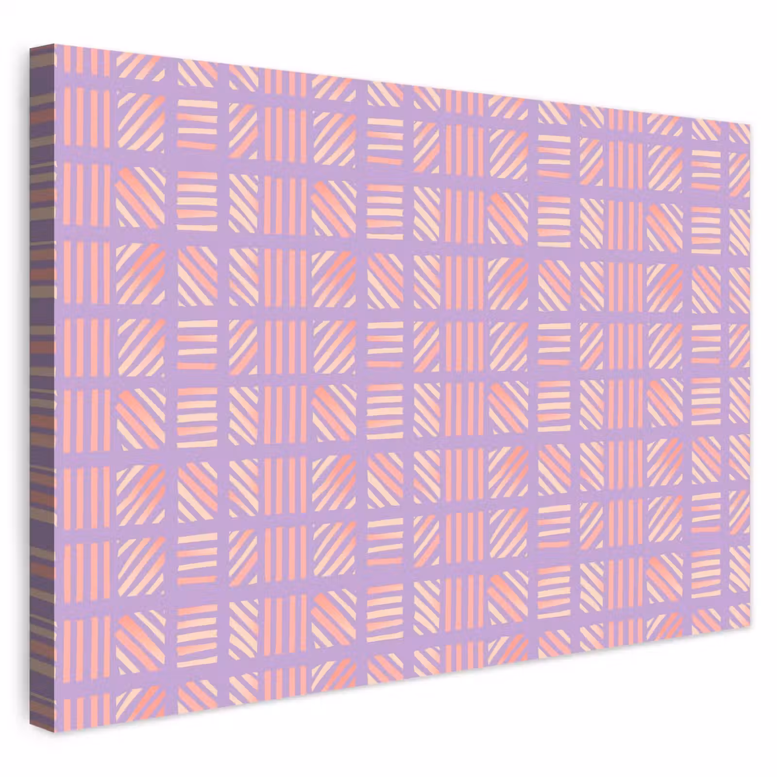 Buiten canvas - Paars - Roze - Geometrisch - Strepen - Blokken - Patroon — 1