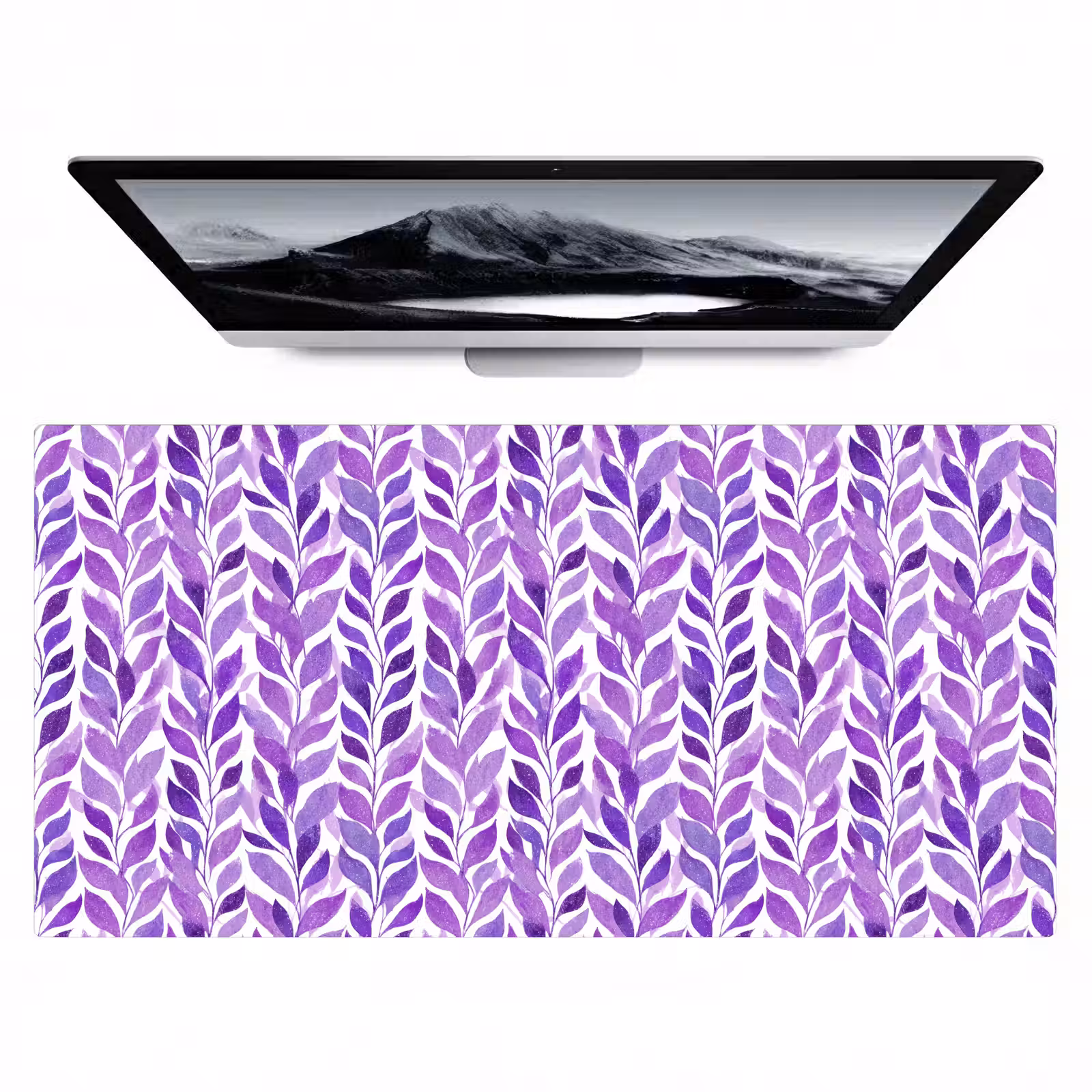 Bureau onderlegger - Paars - Botanisch - Bladeren - Aquarel - Takken - Patroon — 1