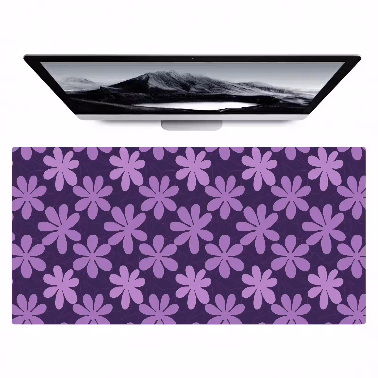 Bureau onderlegger - Paars - Botanisch - Bloemen - Retro - Patroon — 1
