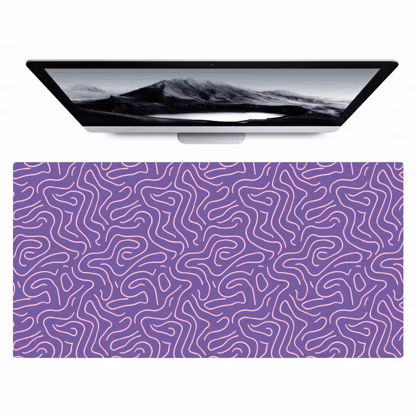 Bureau onderlegger - Paars - Roze - Abstract - Lijnen - Doolhof - Patroon — 1