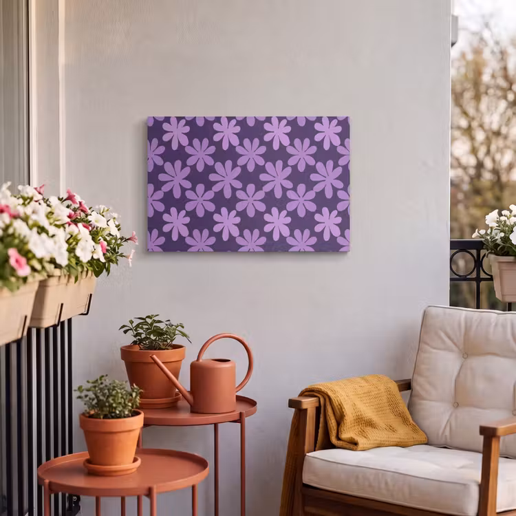 Buiten canvas - Paars - Botanisch - Bloemen - Retro - Patroon — 3