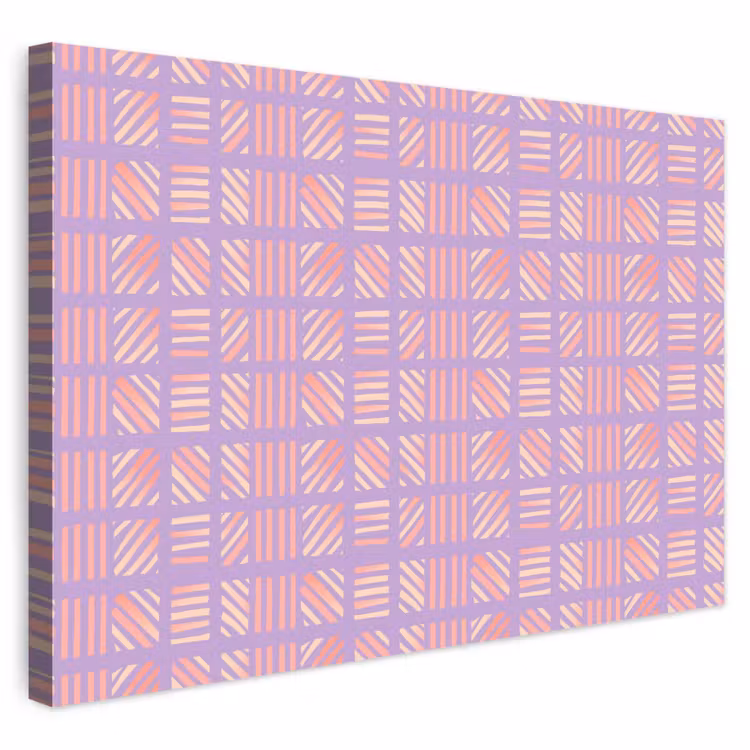 Buiten canvas - Paars - Roze - Geometrisch - Strepen - Blokken - Patroon — 1