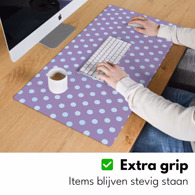 Bureau onderlegger - Paars - Blauw - Geometrisch - Stippen - Polka Dot - Patroon — 6