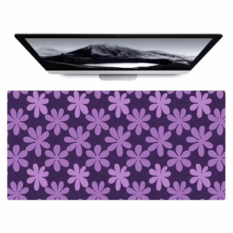 Bureau onderlegger - Paars - Botanisch - Bloemen - Retro - Patroon — 1