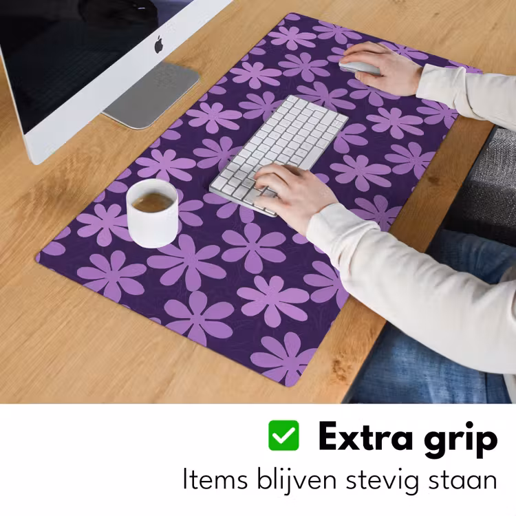 Bureau onderlegger - Paars - Botanisch - Bloemen - Retro - Patroon — 6