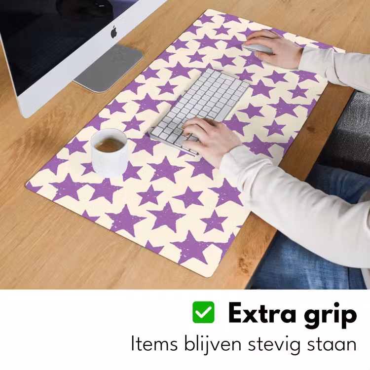 Bureau onderlegger - Paars - Geometrisch - Sterren - Stempel - Patroon — 6