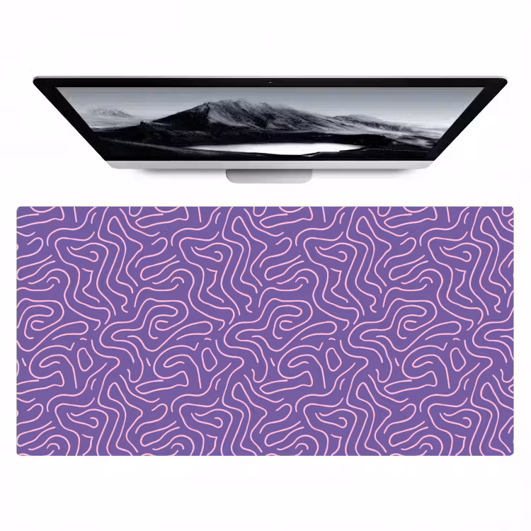 Bureau onderlegger - Paars - Roze - Abstract - Lijnen - Doolhof - Patroon — 1