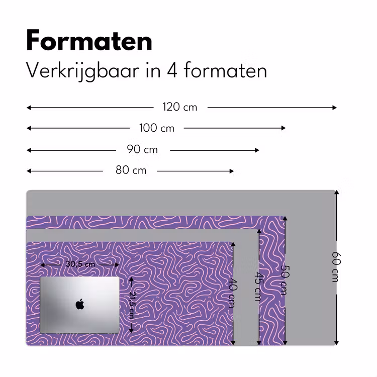 Bureau onderlegger - Paars - Roze - Abstract - Lijnen - Doolhof - Patroon — 8