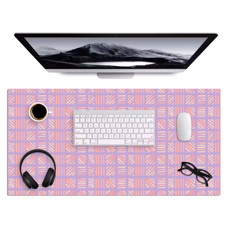 Bureau onderlegger - Paars - Roze - Geometrisch - Strepen - Blokken - Patroon — 4