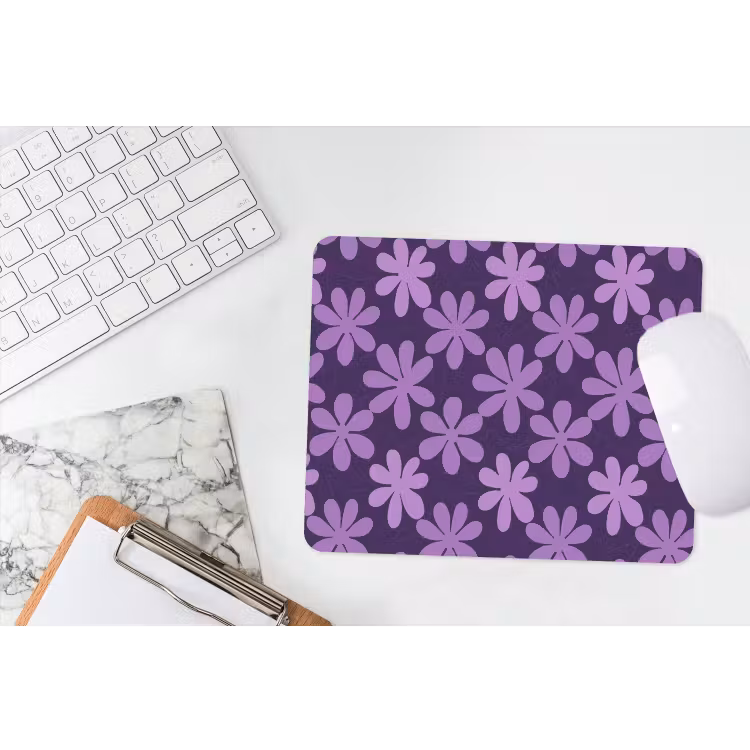 Muismat - Paars - Botanisch - Bloemen - Retro - Patroon — 2