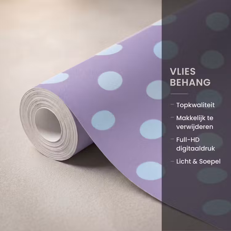 Behang - Paars - Blauw - Geometrisch - Stippen - Polka Dot - Patroon — 3
