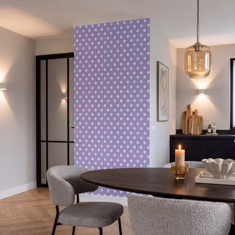 Behang - Paars - Blauw - Geometrisch - Stippen - Polka Dot - Patroon — 5