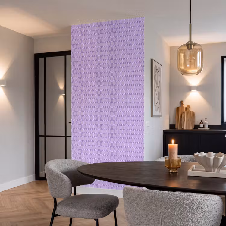 Behang - Paars - Geometrisch - Honeycomb - Bijenraat - Patroon — 5