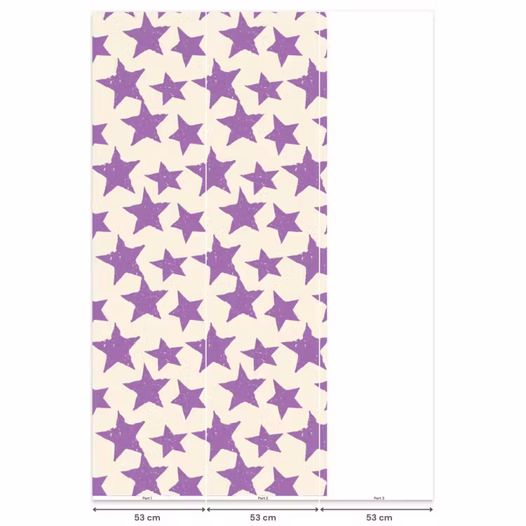 Behang - Paars - Geometrisch - Sterren - Stempel - Patroon — 6