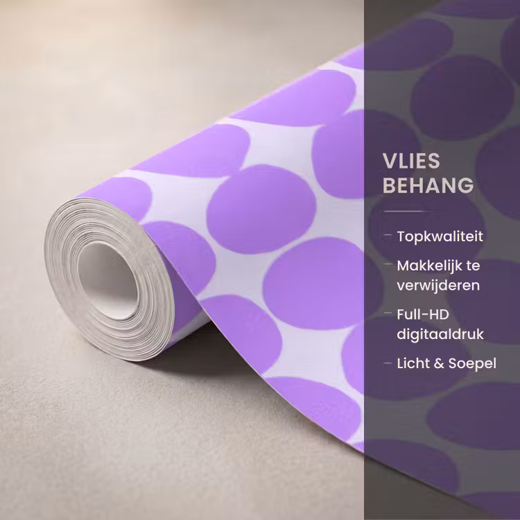 Behang - Paars - Geometrisch - Stippen - Polka Dot - Patroon — 3