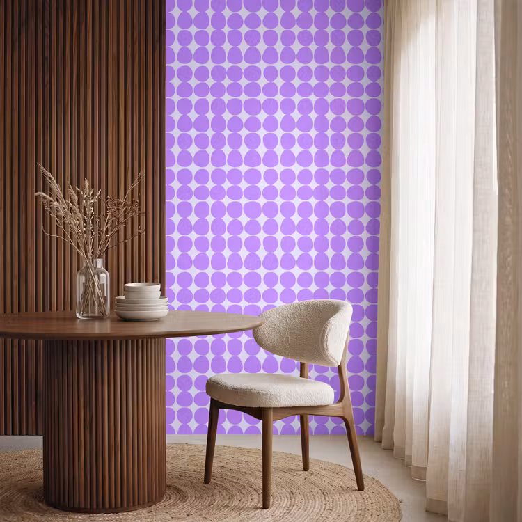 Behang - Paars - Geometrisch - Stippen - Polka Dot - Patroon — 4