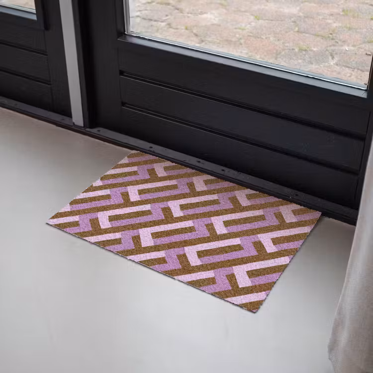 Deurmat - Bruin - Roze - Geometrisch - Meander - Patroon — 2