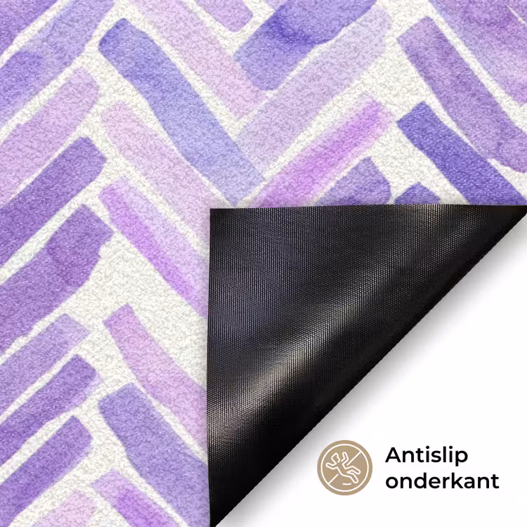 Deurmat - Paars - Visgraat - Aquarel - Penseelstreken - Patroon — 6