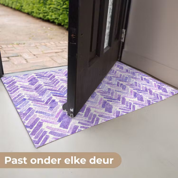 Deurmat - Paars - Visgraat - Aquarel - Penseelstreken - Patroon — 7