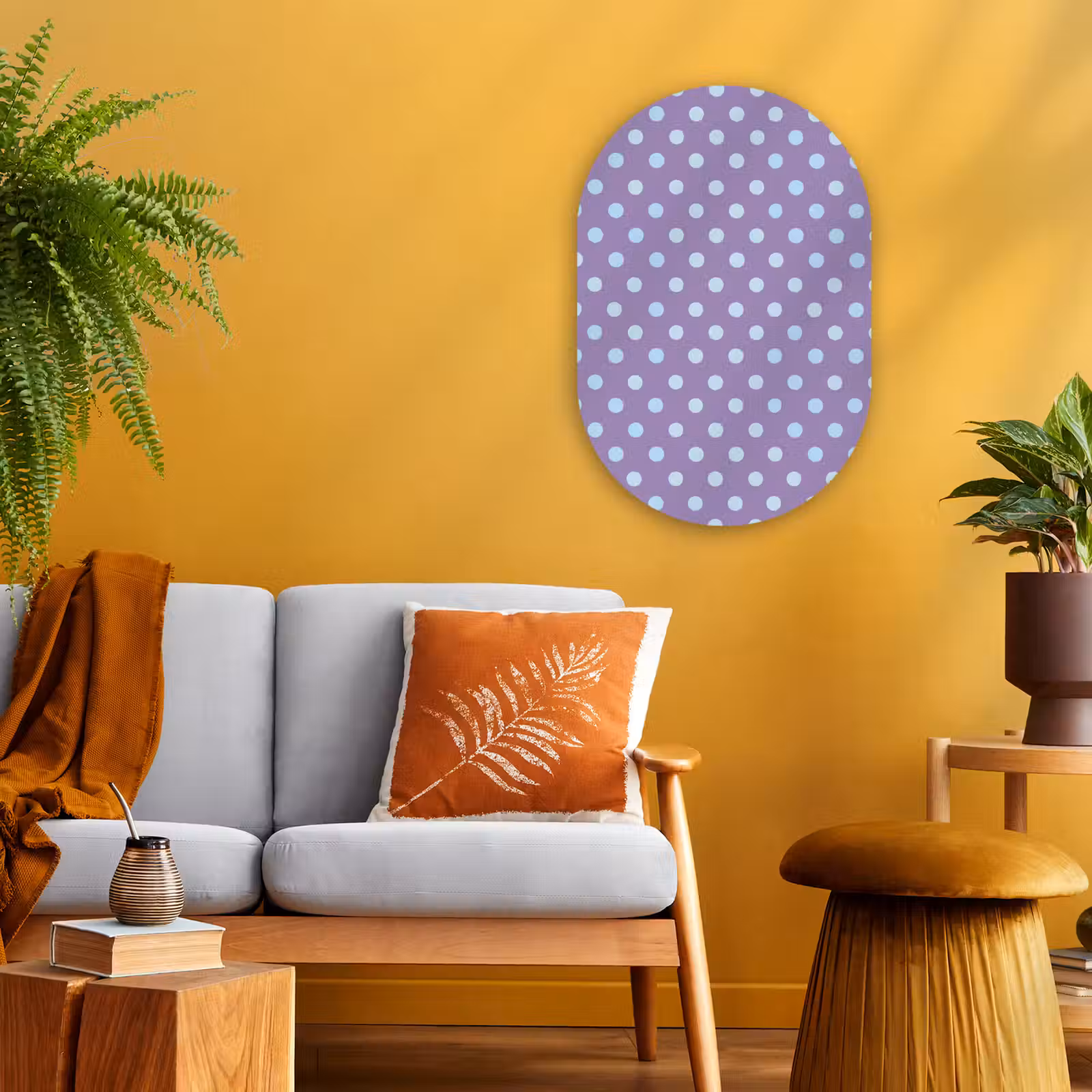 Muurovaal - Kunststof - Paars - Blauw - Geometrisch - Stippen - Polka Dot - Patroon — 1