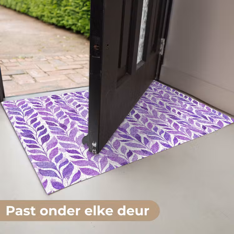 Deurmat - Paars - Botanisch - Bladeren - Aquarel - Takken - Patroon — 7