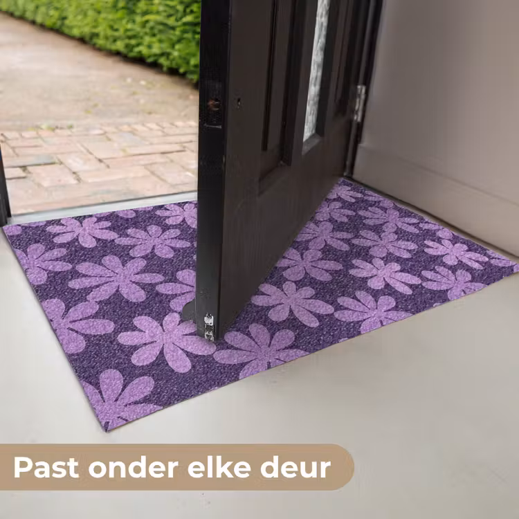 Deurmat - Paars - Botanisch - Bloemen - Retro - Patroon — 7