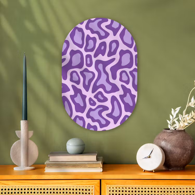 Muurovaal - Kunststof - Paars - Abstract - Luipaard - Vlekken - Groovy - Patroon — 1