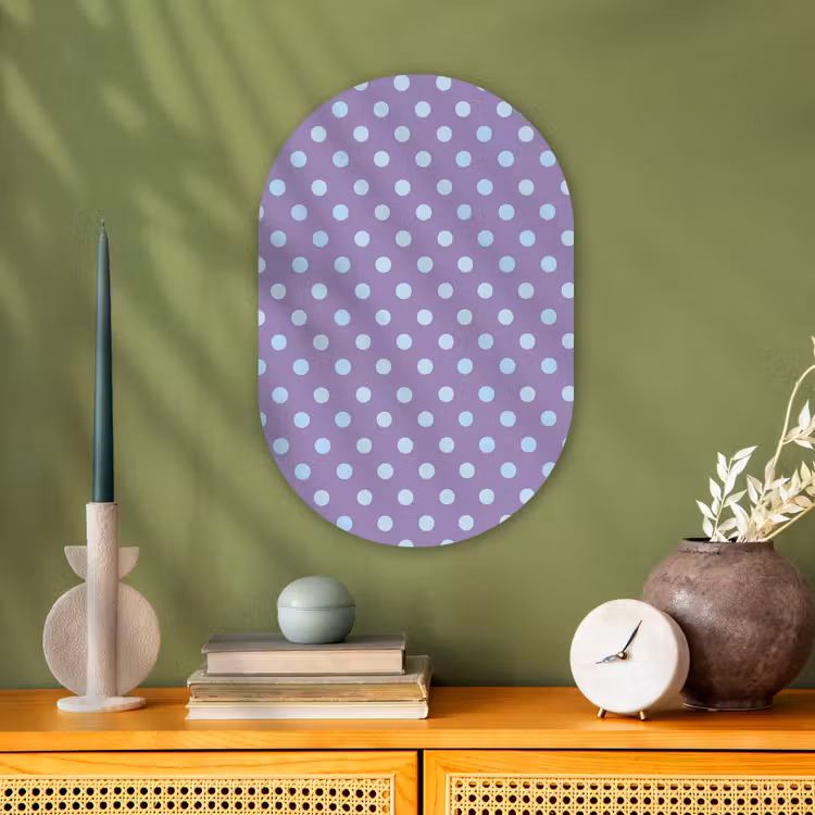 Muurovaal - Kunststof - Paars - Blauw - Geometrisch - Stippen - Polka Dot - Patroon — 2