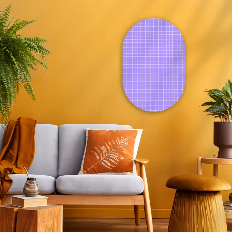 Muurovaal - Kunststof - Paars - Geometrisch - Raster - Minimalistisch - Patroon — 1
