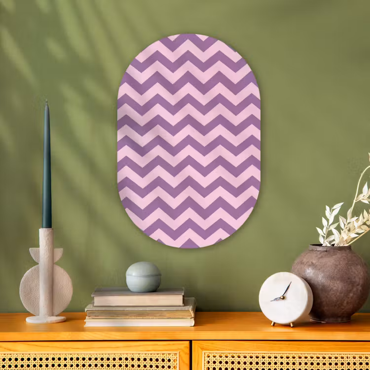 Muurovaal - Kunststof - Paars - Roze - Geometrisch - Chevron - Zigzag - Patroon — 2