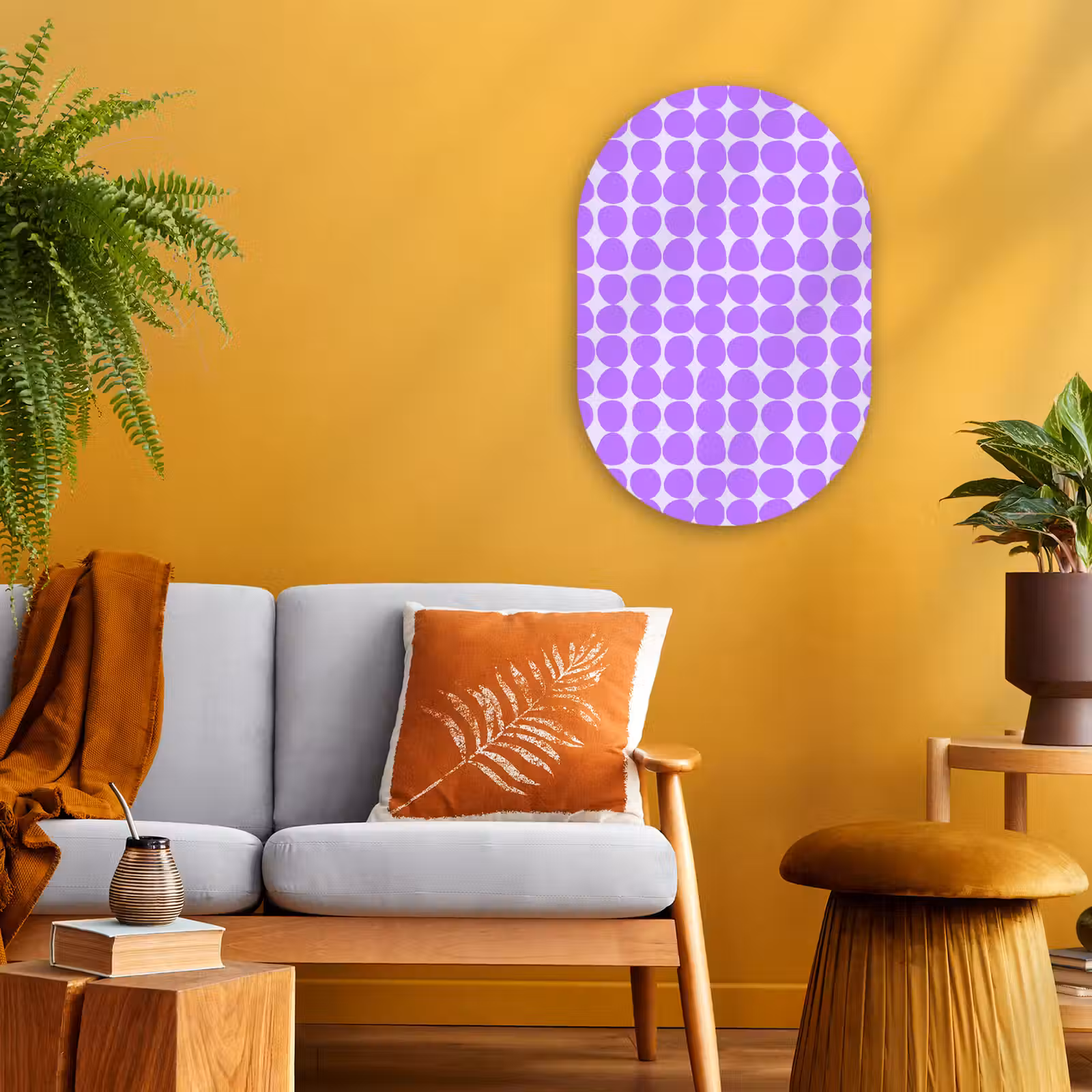 Muurovaal - Kunststof - Paars - Geometrisch - Stippen - Polka Dot - Patroon — 1