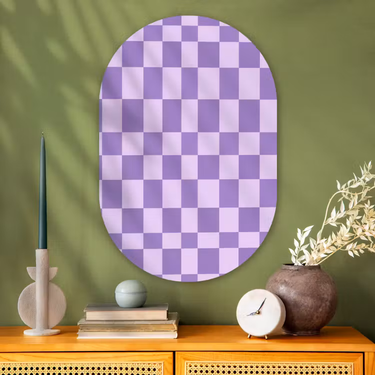 Muurovaal - Glas - Paars - Geometrisch - Dambord - Blokken - Patroon — 2