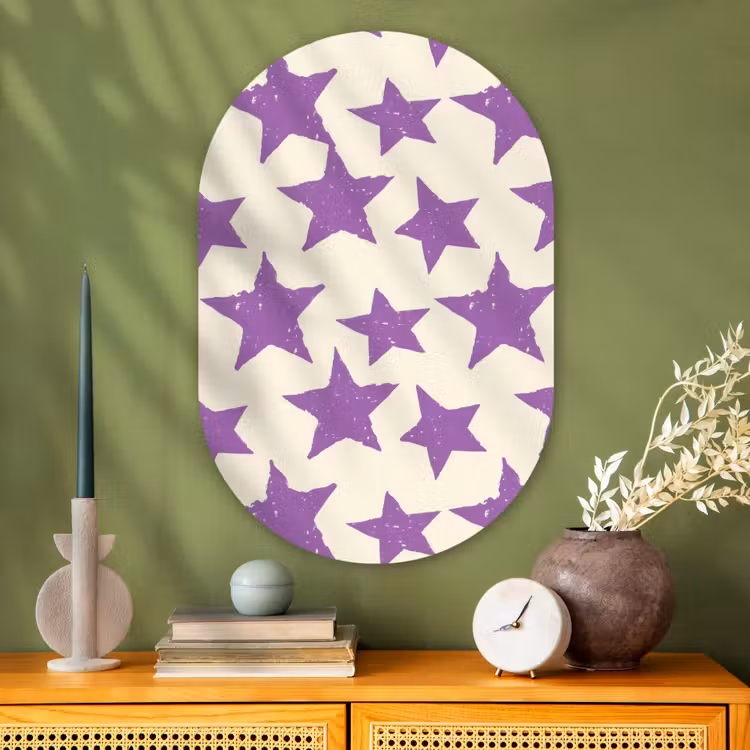 Muurovaal - Glas - Paars - Geometrisch - Sterren - Stempel - Patroon — 2
