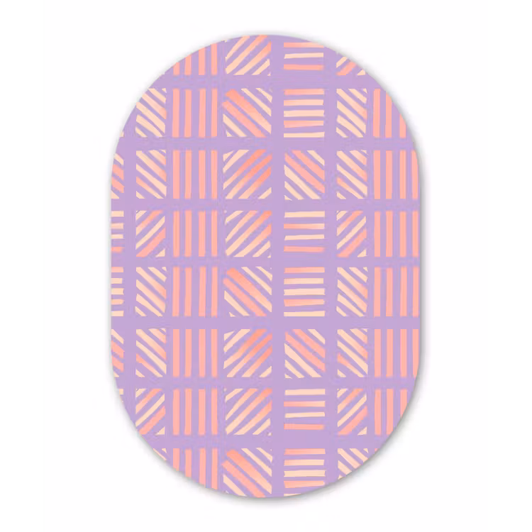 Muurovaal - Glas - Paars - Roze - Geometrisch - Strepen - Blokken - Patroon — 1