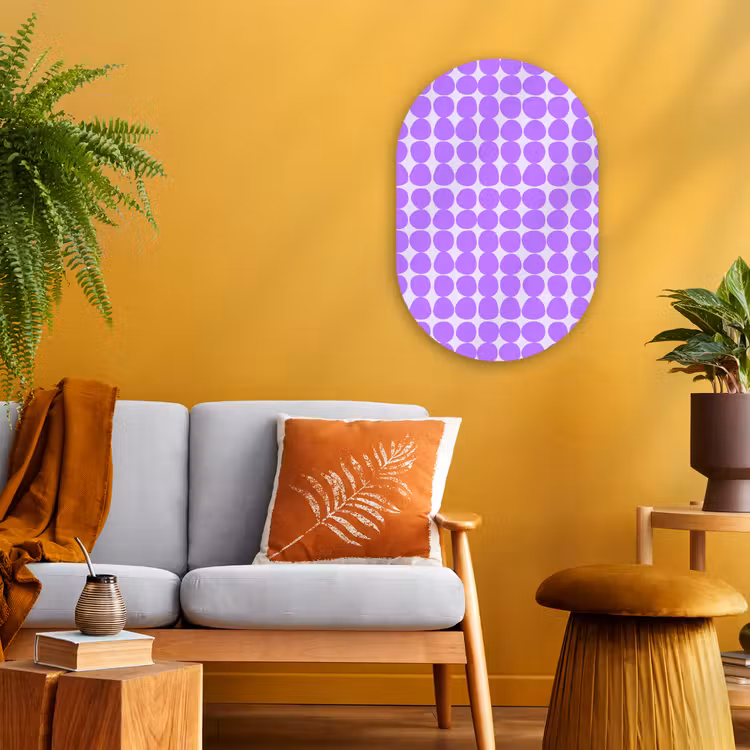 Muurovaal - Kunststof - Paars - Geometrisch - Stippen - Polka Dot - Patroon — 1