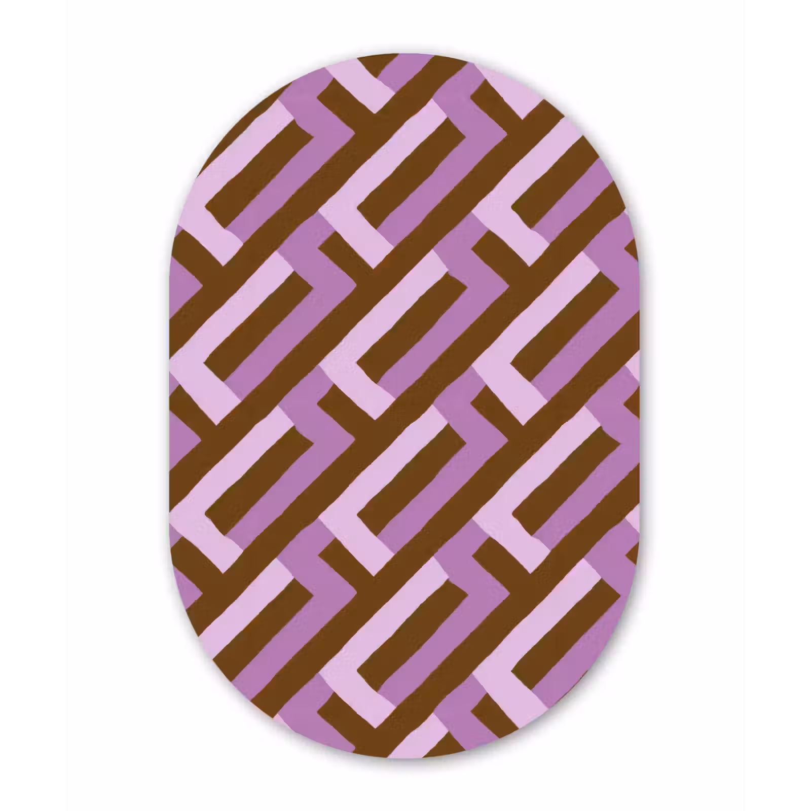 Muurovaal - Glas - Bruin - Roze - Geometrisch - Meander - Patroon — 1