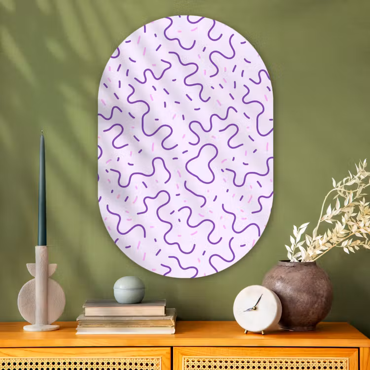 Muurovaal - Glas - Paars - Abstract - Memphis - Retro - Spikkels - Patroon — 2